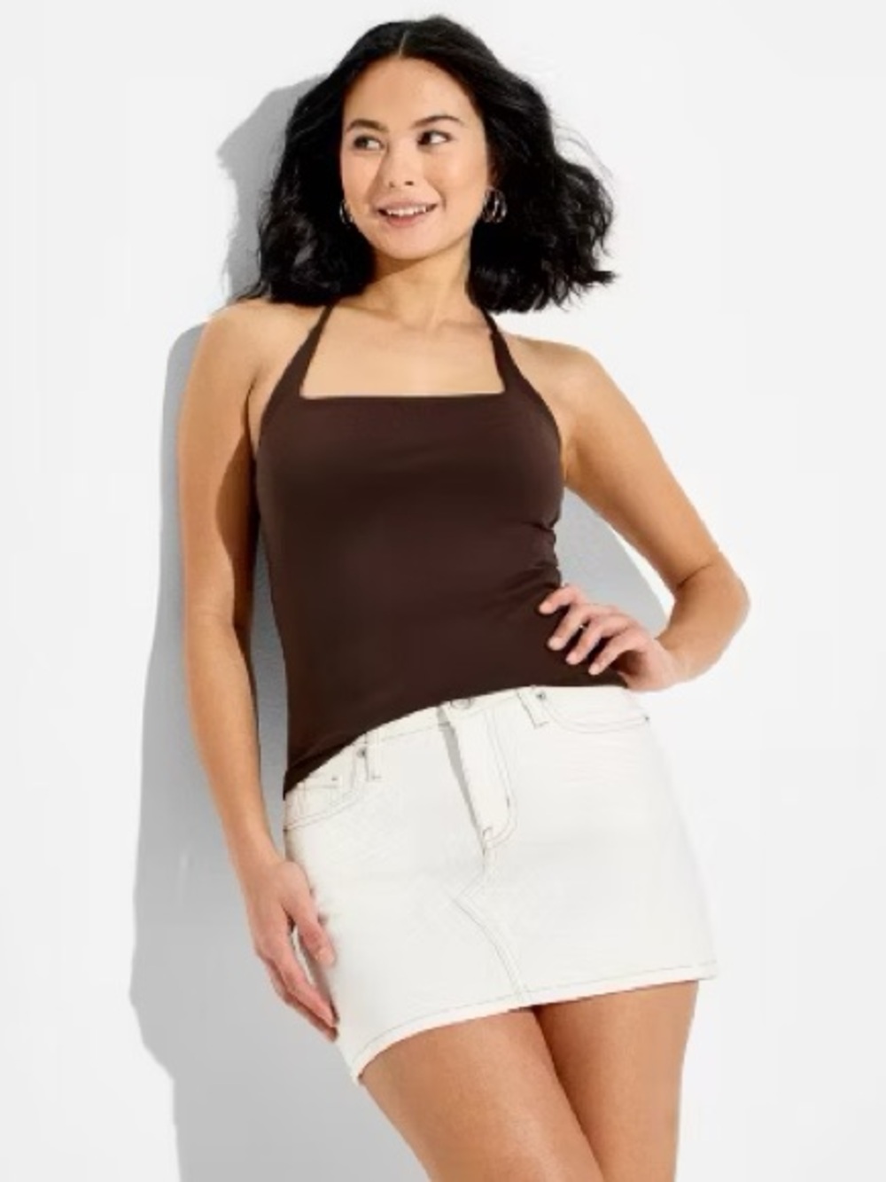 Wild Fable Butterbliss double lined Joy Halter Top in Dark Brown | NWOT
